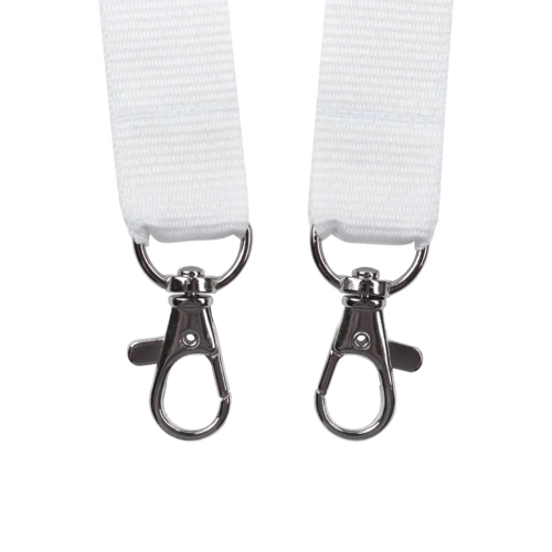 Лента для бейджа с 2 карабинами Carabine Duo, белая Лента для бейджа с 2 карабинами Carabine Duo, белая