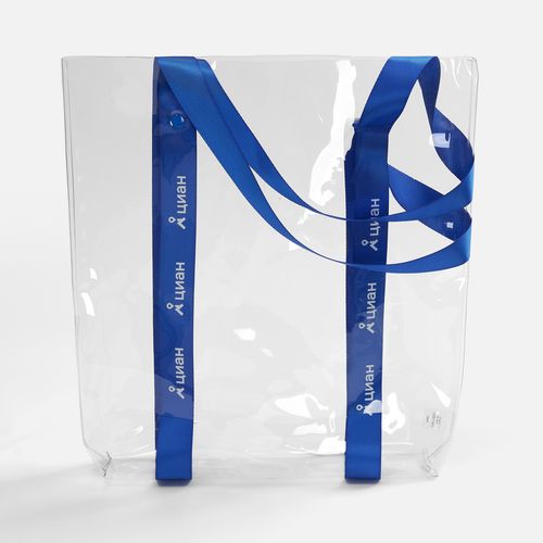Шопер Clear Fest, ver.2, прозрачный с синими ручками