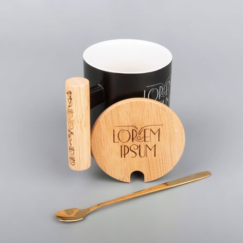 Кружка с ложкой Eco Fusion, черная