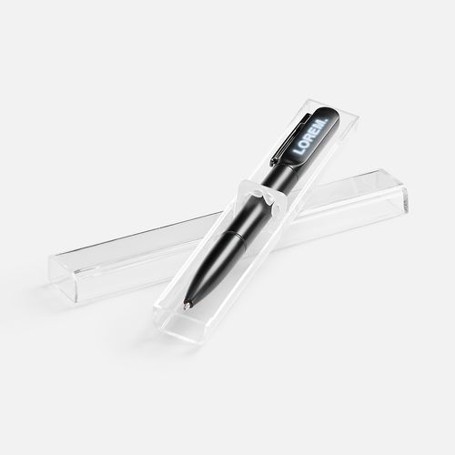 Ручка шариковая Lucenti с подсветкой логотипа, в футляре, черная