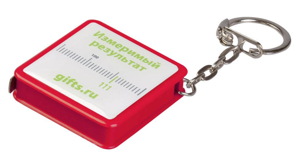 Брелок Square с рулеткой 1 м, красный