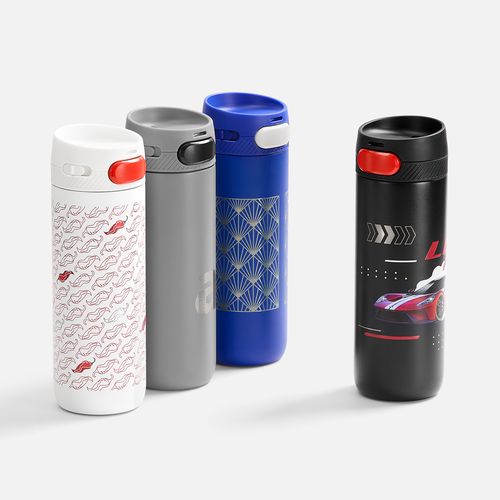 Термостакан X1 с цветной кнопкой, белый с красным