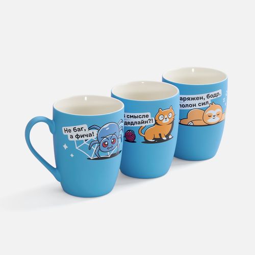 Кружка Good Morning с покрытием софт-тач, ver.2, голубая