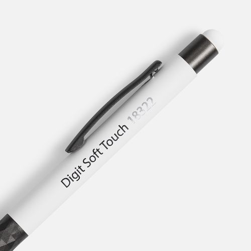 Ручка шариковая Digit Soft Touch со стилусом, белая