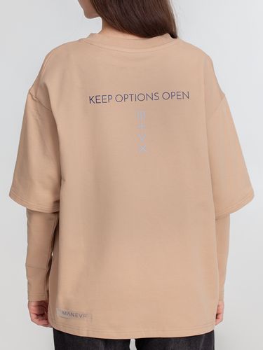 Футболка оверсайз с двойным рукавом Kosmos, бежевая