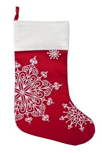 Новогодний носок «Снежинки», красный