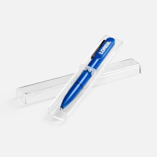 Ручка шариковая Lucenti с подсветкой логотипа, в футляре, синяя