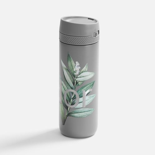 Термостакан X1 с цветной кнопкой, серый с синим