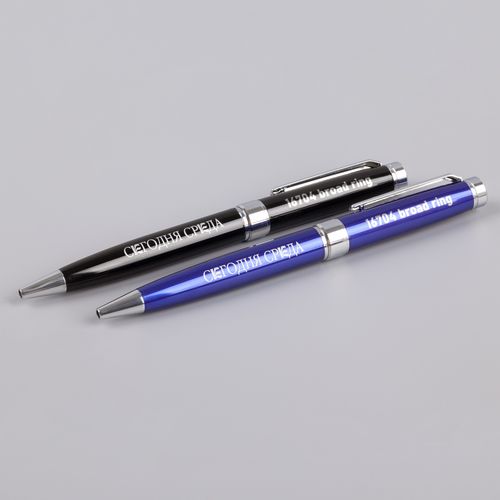 Ручка шариковая Broad Ring в футляре, глянцевая, черная