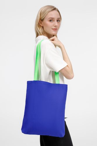 Шопер B4, синий с зелеными ручками