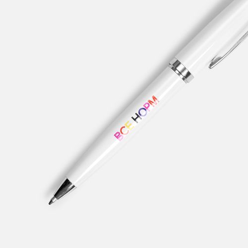 Ручка шариковая Letra Chrome, глянцевая, белая