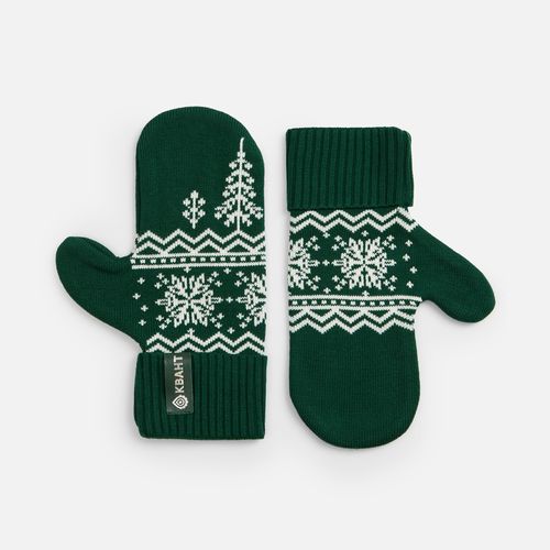 Варежки Elnik, зеленые с молочно-белым