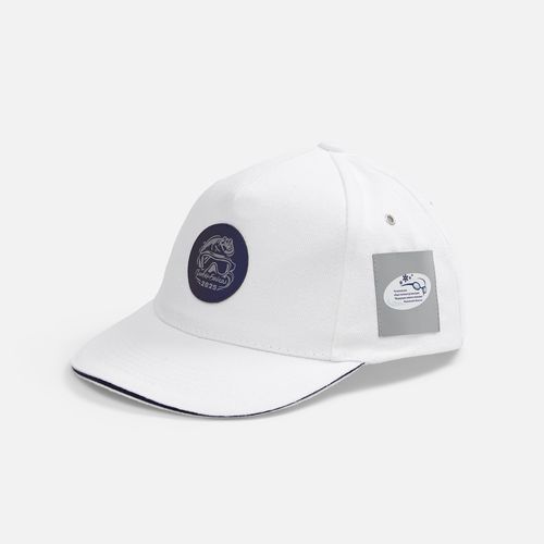 Бейсболка Classic, белая с темно-синим кантом