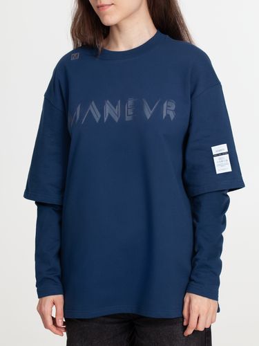 Футболка оверсайз с двойным рукавом Kosmos, темно-синяя