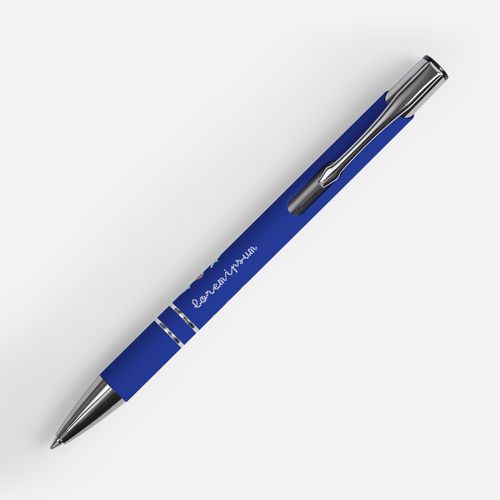 Ручка шариковая Keskus Soft Touch, ярко-синяя