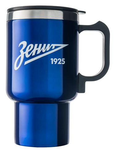 Термокружка с подогревом от прикуривателя «Зенит», синяя, с одним логотипом