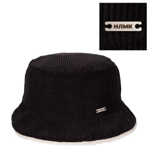 Панама Bucket двусторонняя утепленная, темно-серая с бежевым