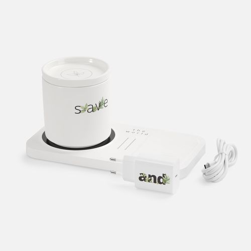 Беспроводное зарядное устройство с подогревом кружки Hot Task, белое