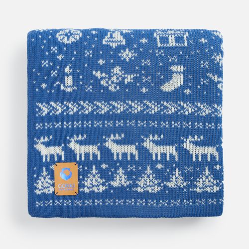 Плед Holidale, синий с молочным