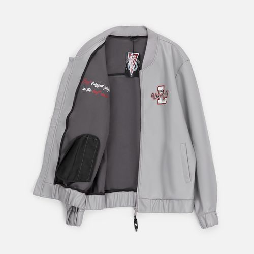 Бомбер из искусственной кожи Univer, серый