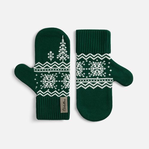 Варежки Elnik, зеленые с молочно-белым