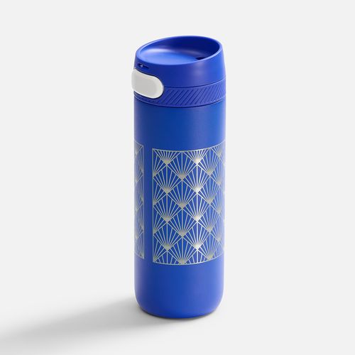 Термостакан X1 с цветной кнопкой, синий с оранжевым