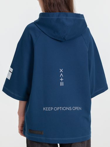Футболка оверсайз унисекс с капюшоном Neofit, темно-синяя