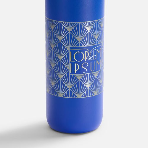 Термостакан X1 с цветной кнопкой, синий с оранжевым