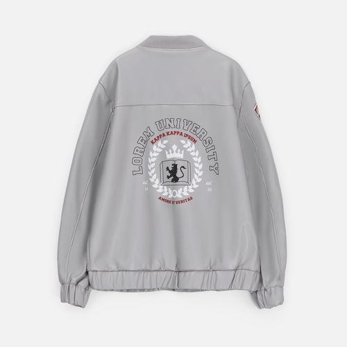 Бомбер из искусственной кожи Univer, серый