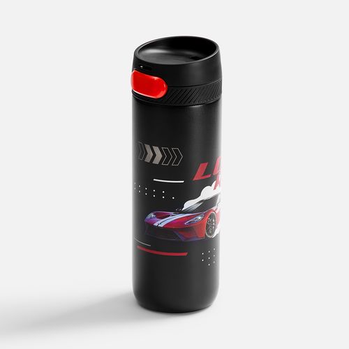 Термостакан X1 с цветной кнопкой, черный с зеленым