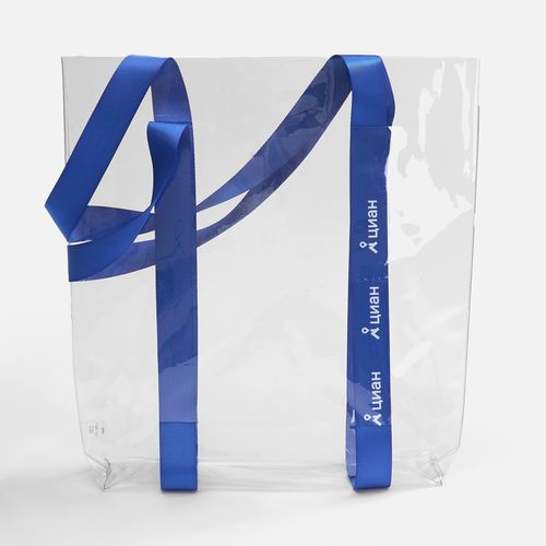 Шопер Clear Fest, ver.2, прозрачный с синими ручками