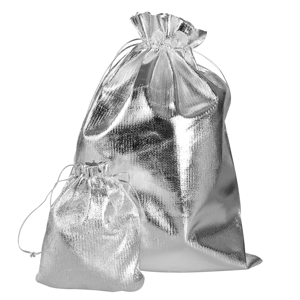 Мешочек подарочный из серебристой парчи, большой