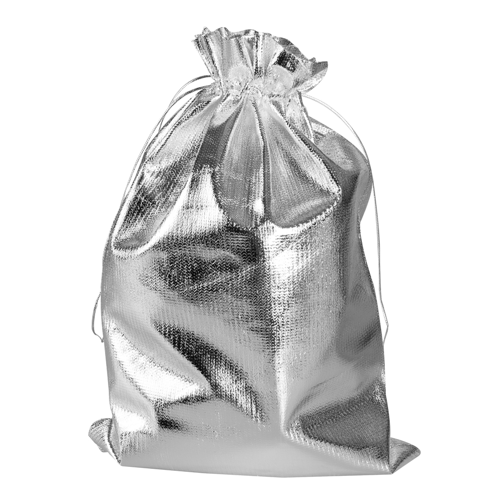 Мешочек подарочный из серебристой парчи, большой