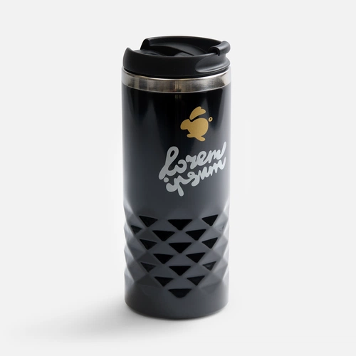 Термостакан Prism, черный с круговой шелкографией