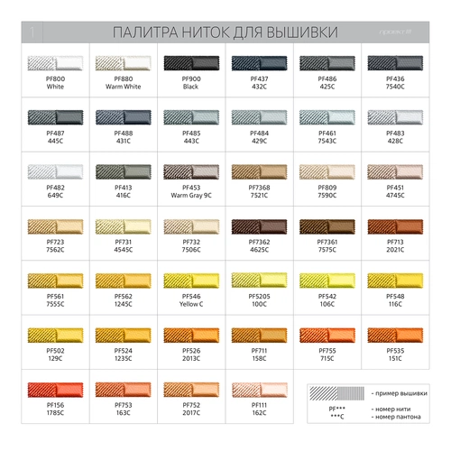 Раскладка цветов ниток для вышивки