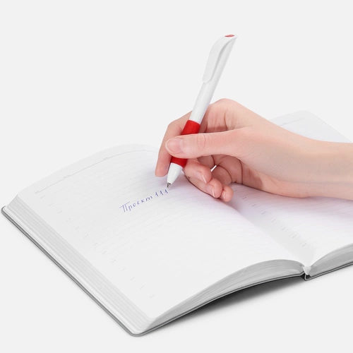 Ручка шариковая Grip, белая с красным
