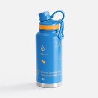 Термобутылка Fujisan XL 2.0, синяя с УФ-печатью и лазерной гравировкой