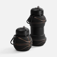 Складная бутылка для воды Basketball Flex, черная