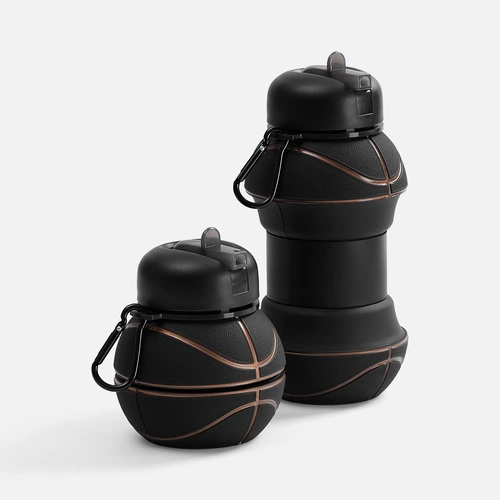 Складная бутылка для воды Basketball Flex, черная