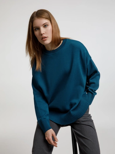 Джемпер оверсайз унисекс Stated в сумке, синий (морская волна)