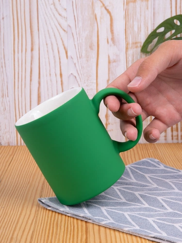 Кружка Promo Soft с покрытием софт-тач, зеленая