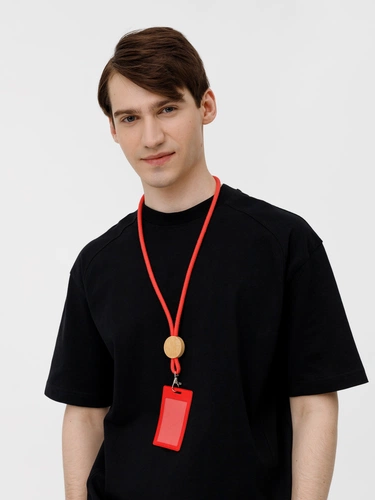 Шнурок для бейджа Tube Wood, красный