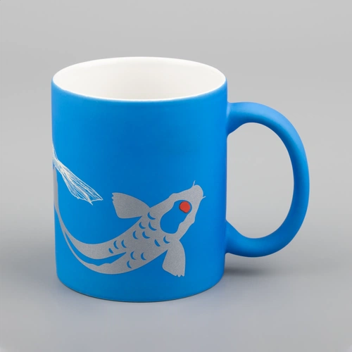 Кружка Colorido, синий неон с круговой гравировкой и деколью