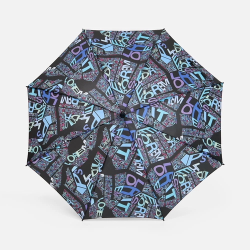 Зонт-трость Undercolor с полной запечаткой, с голубыми спицами