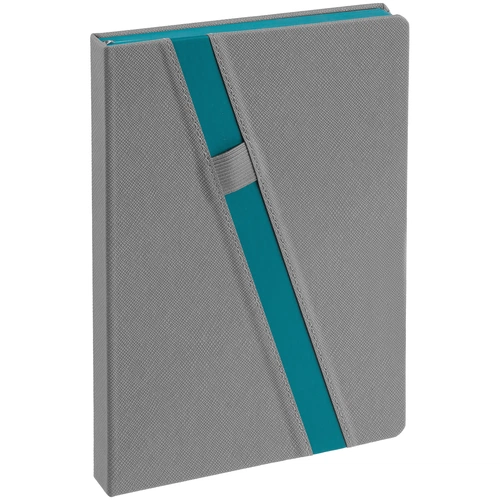 Ежедневник Rubikon на заказ, недатированный серо-бирюзовый