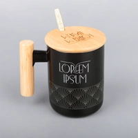 Кружка с ложкой Eco Fusion, черная с лазерной гравировкой и УФ-ДТФ-печатью