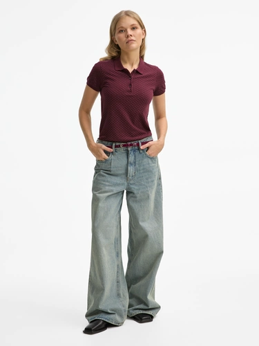 Рубашка поло женская Brandy Women, бордовая с белым