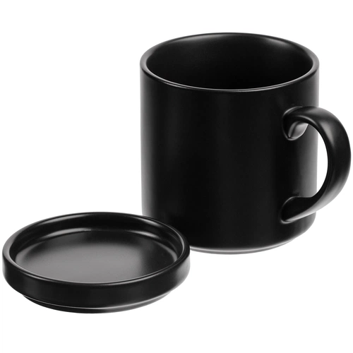 Кружка с подогревом и беспроводной зарядкой dualBase plus, черная