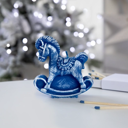 Свеча фигурная «Лошадка-качалка», синяя