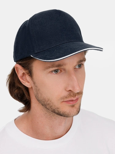 Бейсболка Long Beach, темно-синяя с белым